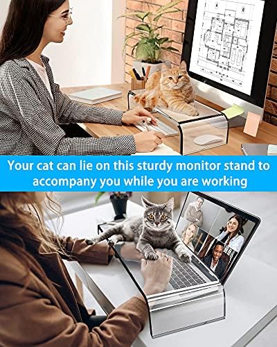 AboveTEK Premium akrilni stalak za Monitor, podizač monitora za poslovanje kućne kancelarije sa čvrstom platformom, sklopivi podizač
