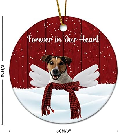 Ugaoni pas Memorijalni Božićni Ornament zauvijek u našem srcu okrugla uspomena Labrador retriveri pas 3,2 inča dvostrani štampani