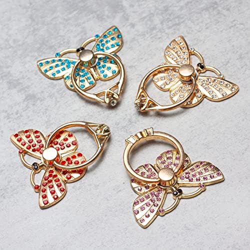 [2 pakovanja] Butterfly Glitter Bling Bling Držač prstena za telefon, Sparkle phone ring Grip umjetni dijamantski stalak,prsten za