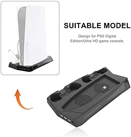 KJHD stalak za punjenje sa ventilatorom za hlađenje 3 USB Hub Charger Port Cooler Handle Charger za PS5 dodatnu opremu za igre