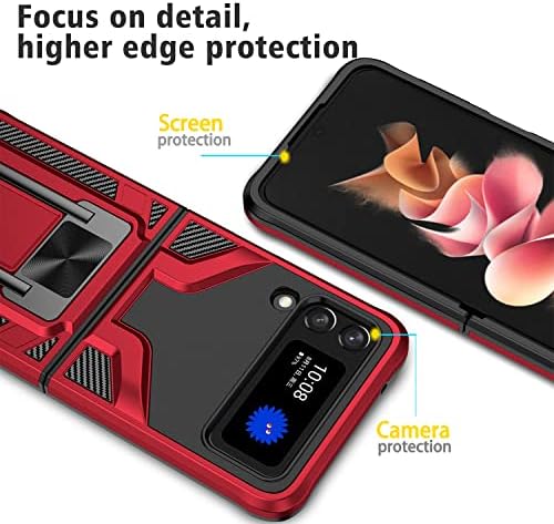 za Galaxy Z Flip 3 Case, Z Flip 3 Case sa ugrađenim prstenastim postoljem Magnetic Anti-Drop Anti-Scratch Slim robusnim izdržljivim
