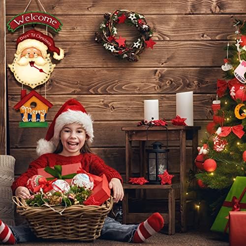 Sawysine Božić odbrojavanje dekoracije drveni Welcome Advent Kalendar sat Decor dani til Merry viseći zid znak za Božić Holiday Indoor