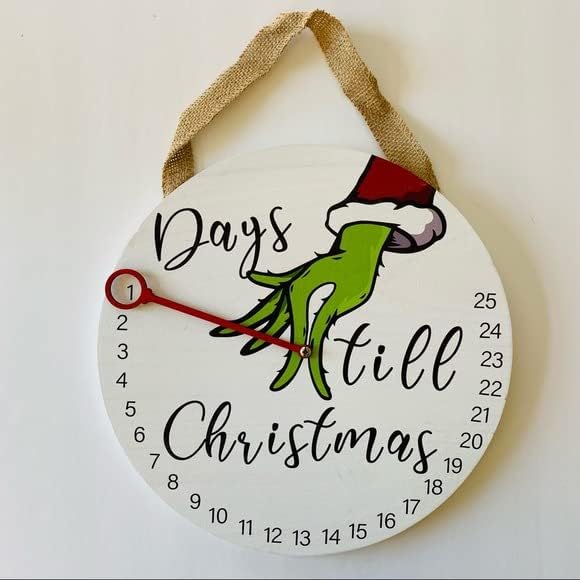 OUHOE Grinch ruku Božić odbrojavanje kalendar viseći Ornament 30cm 12 Advent Kalendar 25 dana do Božića drveni vijenac vrata zid dekor
