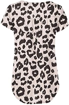 Jielayou Womens Top cvjetno tiskano tiskano na majice s majicama kratkih rukava Henley V-izrez Majica labave lagane bluze