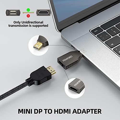Femoro Mini DisplayPort do HDMI adaptera, 4K mini DP muški do HDMI ženski adapter pretvarač, kompatibilan sa MacBook Air / Pro, Mac