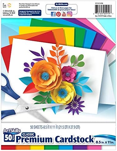 Artskills 8.5 X 11 Premium 65 LB Cardstock, 50 listova zanat i projektni papir, 1-pakovanje, 8 Rainbow boje