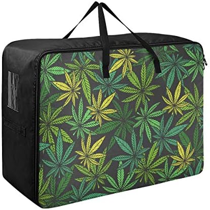 N / A Torba za pohranu velikog kapaciteta - marihuana list zelena prekrivača odjeća za ukrašavanje prtljažnika patent zatvarač pokretni