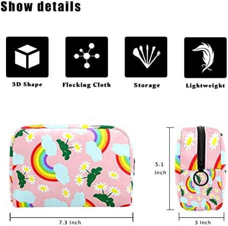 Tbouobt kozmetičke vrećice za žene, šminke za šminku Toalet Toalet Torba Organizer, Cartoon Rainbow Daisy Lijep Cvijet