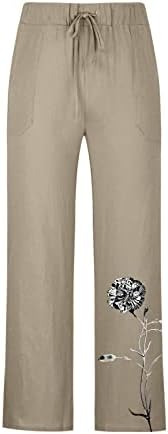 Muške pamučne posteljine hlače Ljeto labavi elastični struk džepovi za vuče hlače, ležerne lagane vintage rastezane pantalone