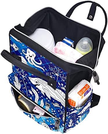 Morske ribe mozaičke torbe za plavu pelenu Ruksak za bebe Nasperne torbe za promjenu multi funkcije Velika kapaciteta putnička torba