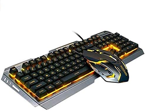 Gaming tastatura i miš combo narančasta žuta pozadinska pozadinska pozadinska pozadinska pozadinska pozadinsko osvjetljenje, osvijetljeni