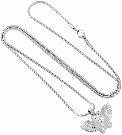 DOTUIARG Pig Cremation Memorijalni nakit sa anđeoskim krilima od nerđajućeg čelika za kremaciju urna ogrlica pepeo držač za kućne