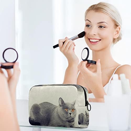Tbouobt kozmetičke vrećice za žene, šminke toaletna toaletna torba Organizator, životinjska mačka siva