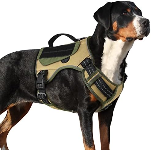 Wingoin 2023 Nadograđeni taktički pas za male srednjeg psa, bez povlačenja podesivog pojasa s ručkom i 2 džepova, vojni servisni prsluk