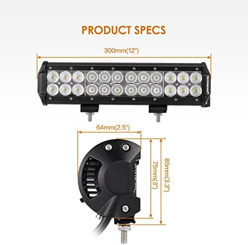 Auxbeam 12-inčna LED svjetlosna traka sa kabelskim svežnjem 72W 7200lm svjetlosna traka Combo grede 24kom 3w Led čipovi vodootporno
