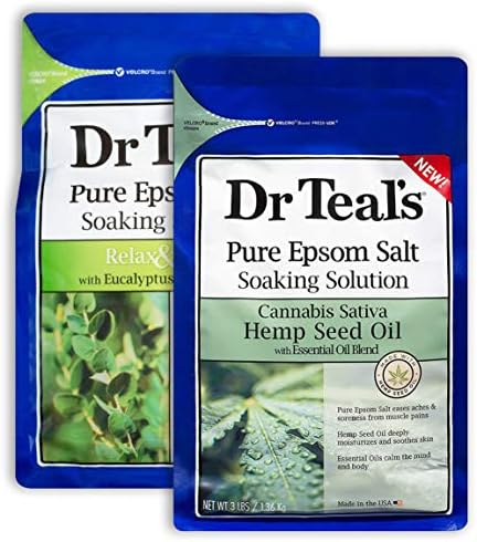 Dr. Teal's Pure Epsom Salt Bath Majčin dan poklon Set - Relax & Relief with eukaliptus & amp; Spearmint, konopljino ulje-eterična