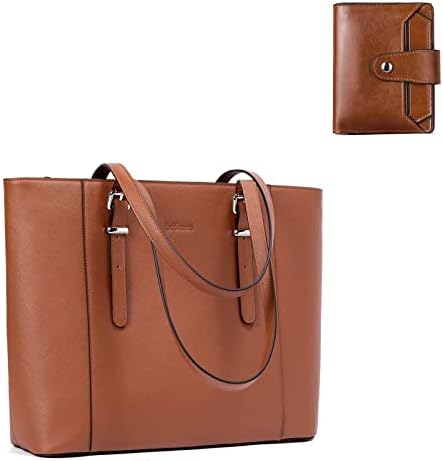 Bromenska kožna torba za laptop za ženske aktovke točke tote smeđu i male novčanike za ženske kožne RFID novčanike bifolda Case Brown