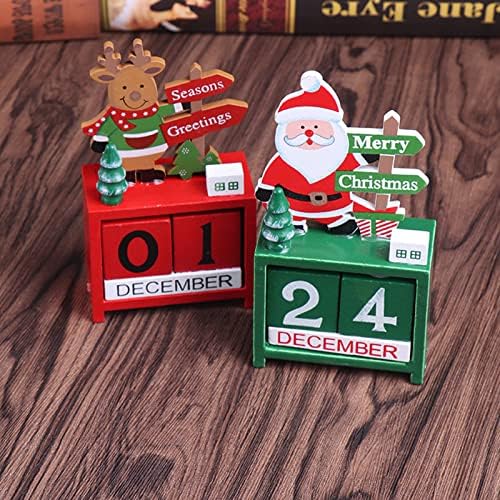 Božić odbrojavanje kalendar ukrasi drveni Božić Advent DIY Datum broj blokova božićno drvce Santa Claus stolni stol kalendar za kućnu