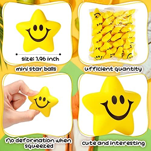 48 komada zvijezda Stresne kuglice za dječje zvijezde mini pjene kuglice Smile lice Stresne lopte Bulk Reljef Star igračke za školski