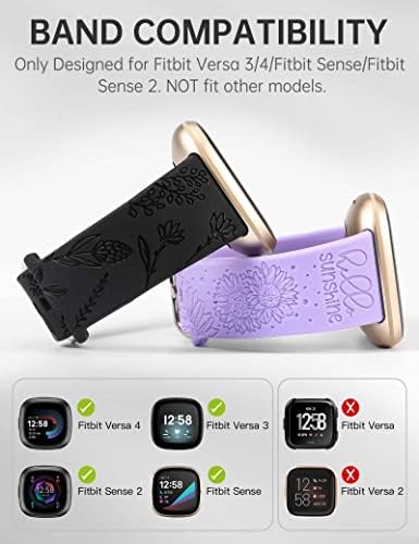 Minyee 2 pakovanja cvjetna gravirana traka kompatibilna sa Fitbit Versa 4 / Versa 3/Sense 2 / Sense Band žene, slatki Silikonski maslačak