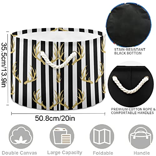 Visesunny Gold Glitter Antler Stripe rublje košare za odlaganje tkanina kutija za odlaganje košara za skladištenje svlačine za skladištenje