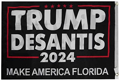 Trump Desantis 2024 Napravite Ameriku Florida Crna vrhunska kvaliteta TEŽINSKI OTPORNI KADE 2x3 2'x3 'Dvostrani 100D tkani Poly najlon