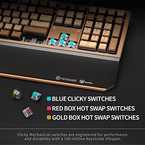 Hexgears X5 Mehanički igrački tastatura 108 tipki, kailh kutija Rose crveni prekidač žičan / bežični 2,4 dvostruki mod s bijelim LED
