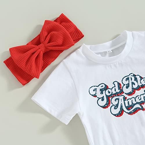 TODDLER Baby Girl 4. jula odijelo Ispiši majicu kratkih rukava Top američke zastave hlače od 2 komada ljetna odjeća