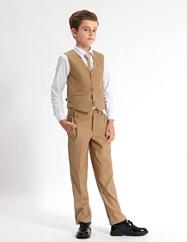 A & amp;J dizajn dječaka odijelo 5-komad formalni set odijelo sa haljinom prsluk, pantalone, kravata, leptir mašna i džep kvadrat