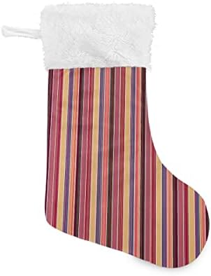 Božićne čarape Šarene ružičaste pruge uzorak bijeli plišani manžetni Mercerizirani baršunasti obiteljski odmor personalizirani veliki
