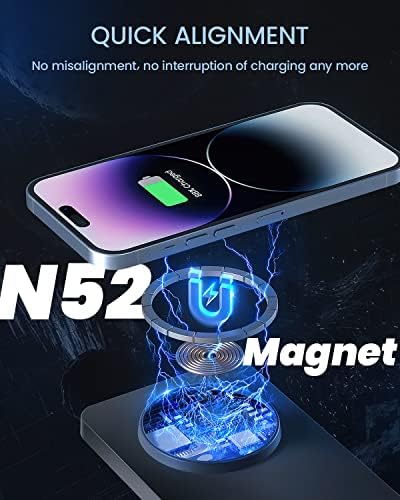 Podloga za bežično punjenje, Geekera 3 u 1 magnetni bežični punjač, MagSafe stanica za punjenje za iPhone, Apple Watch, AirPods, T260105+T260511