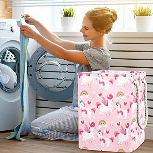 Slatka Pink Unicorn Baby uzorak tkanina za veš korpa ugrađena podstava sa odvojivim nosačima korpa za veš sa ručkama