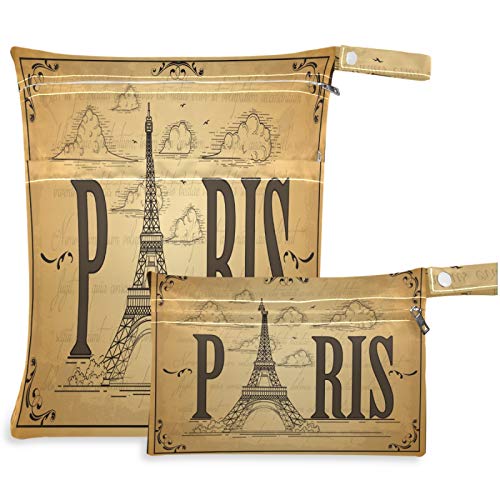 visesunny Retro stil Eiffelov toranj 2kom mokra torba sa džepovima sa patentnim zatvaračem periva višekratna soba Za putovanja,plažu,bazen,dnevni