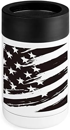 Američka američka zastava crno-bijela hladnjaka izolirana od nehrđajućeg čelika može hladnije pušeći nosač sa poklopcima za žene muškarci
