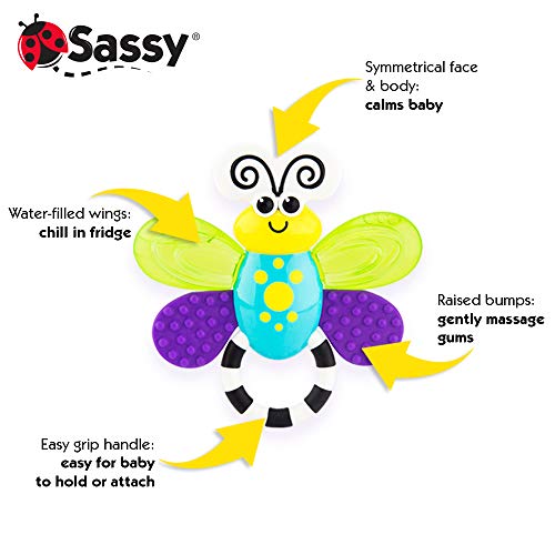 Sassy Flutterby Zubac / Zubac punjen vodom umiruje desni / raznovrsnost tekstura masaža desni / za uzrast od 3 meseca i više