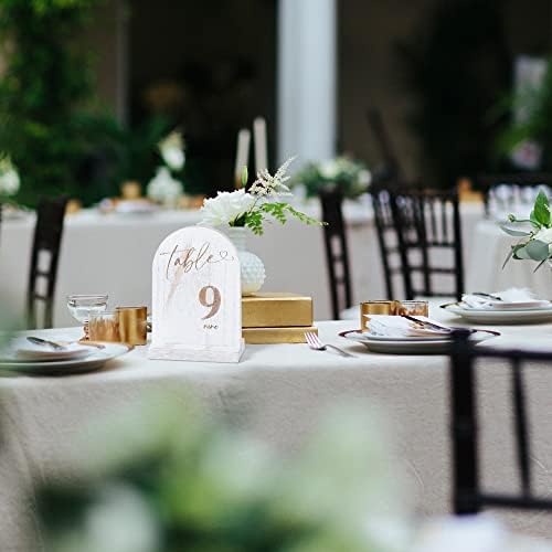 Asaultker 1-10 Wedding Table Numbers, drveni stol brojevi, dvostrani znak sa držačem bazu, stol brojevi za svadbu i Party, Vintage