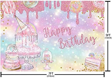 MEHOFOND sladoled rođendan pozadina za djevojčice Glitter Rainbow Donut Desert Candy Rođendanska zabava dekoracije za princezu fotografiju