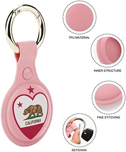 Zaštitna futrola za srce kalifornijske zastave kompatibilna za AirTag držač lokatora protiv gubitka s privjeskom za ključeve za ovratnik