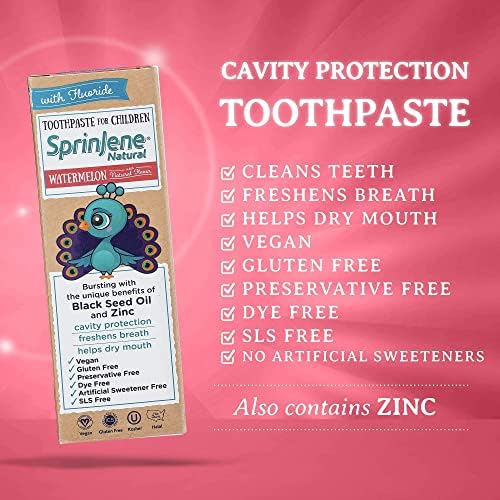 SprinJene prirodna lubenica aromatizirana Dječija pasta za zube + Sonic četkica za zube sa fluoridom za zaštitu šupljine, svjež dah