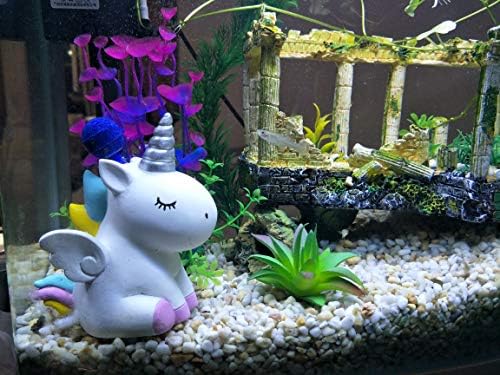 Teemo dekor akvarijuma slatki jednorog Vazdušni Bubbler za akvarijum, zanati od smole pumpe kiseonika za dekor akvarijuma, sa vazdušnim