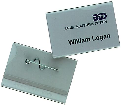Izdržljiva značka imena 800819 40 x 75 mm sa prozirnim pinom-pakovanje od 100 komada