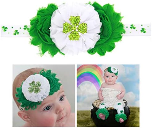 VALICLUD St. Patricks Day novorođena traka za kosu zelena djetelina Dijamantska cvjetna traka za glavu elastična Lucky Clover Headwrap