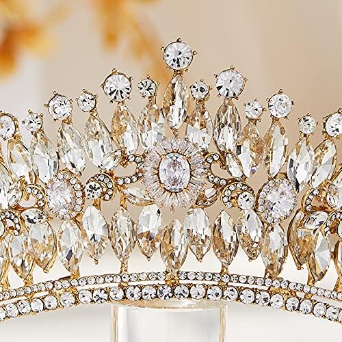 AW svadbene Krune za žene Rhinestone Queen Zlatna kruna-princeza tijara traka za glavu za vjenčanje Pageant Birthday Party, zlato