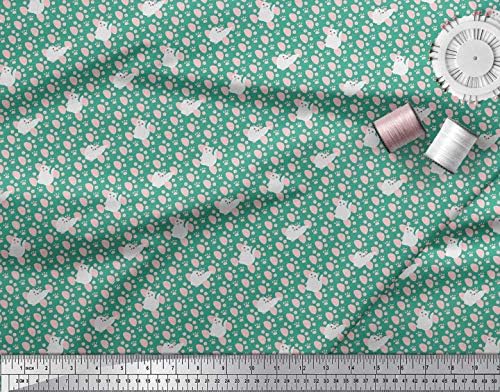 Soimoi Silk Fabric Footprint & amp; Cat Kids Decor Fabric Printed Yard 42 Inch Wide