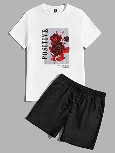 Nibhz dvodijelna odjeća za muškarce muškarci cvjetni & Slogan grafički Tee & šorc