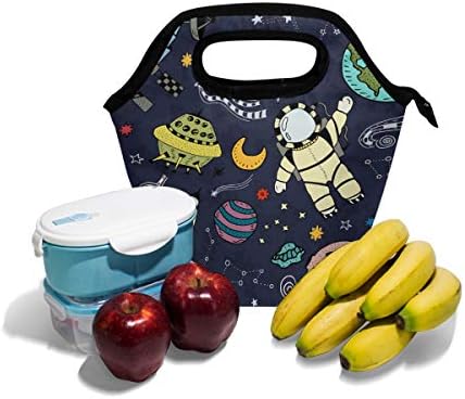 VOOVC Astronaut aviona raketa Planeta mjesec zemlja tekstura kutija za ručak Tote torba za ručak izolovana hladnjača kutija za ručak