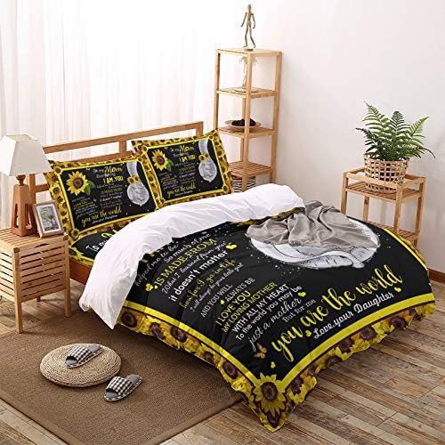 4 komada posteljina puna, slon mama baby suncokret cvjetajući čipkasti set sa jastukom s jastukom i limom, žuto cvjetnim akvarelom