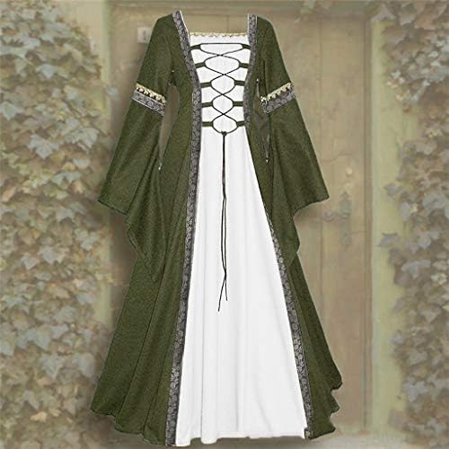 Podni Cosplay Vintage Ženska haljina Gothic Dužina Ženska haljina haljina s kratkim hlačama ispod srednjovjekovne kostime zelene boje