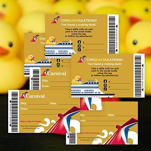Cruising Duck Tags: Carnival Cruise Line Zlatna jedrilica, gumena patka oznaka, 2x3, 5 veličina posjetnice, sa rupom i gumicama