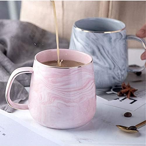 SOMSWCPASS 13,5 oz mramorne šalice kafe s ručkom, kreativno zlatno obloge porculanske vodene krigle za doručak mlijeko čaj čaja, perilica